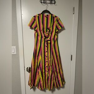 Colorful Striped Button-Down Staud Designer Dress